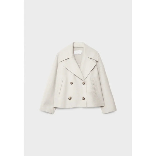 Chaqueta cruzada corta con solapas para mujer en beige