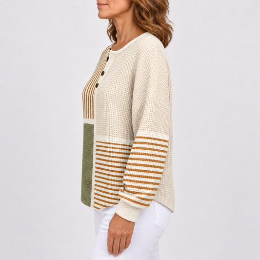 Jersey patchwork de punto multicolor para mujer