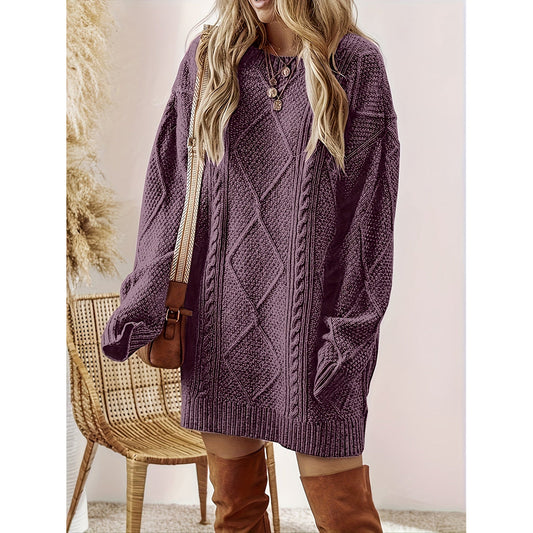 Vestido de punto trenzado para mujer, vista frontal