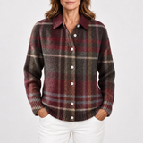 Camisa de cuadros de punto multicolor para mujer
