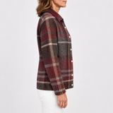 Camisa de cuadros de punto multicolor para mujer