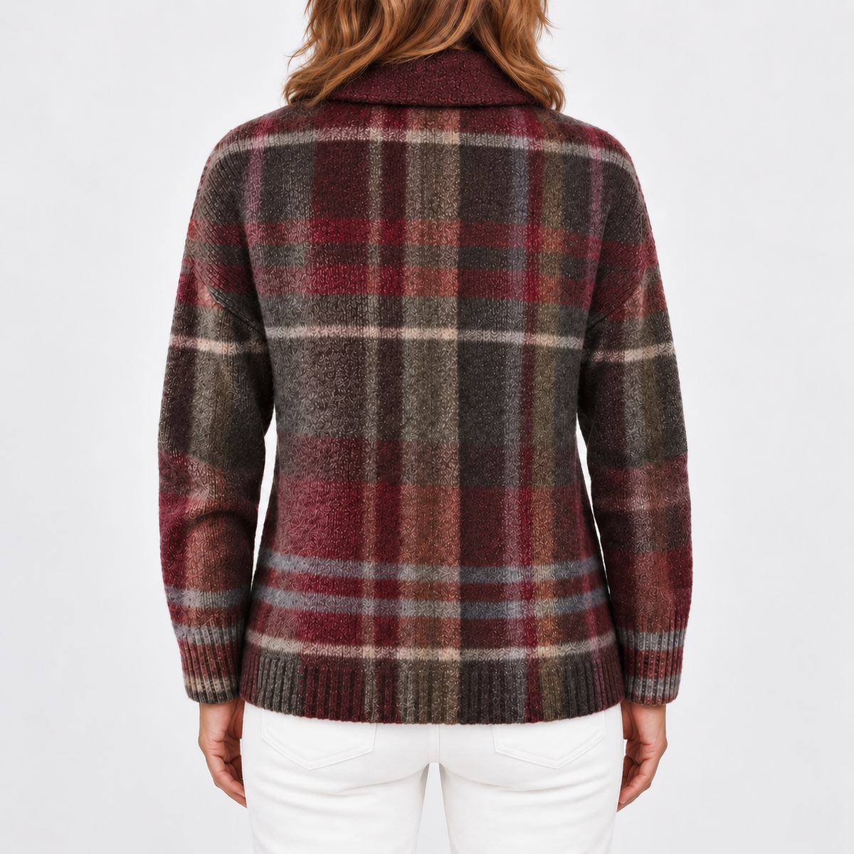 Camisa de cuadros de punto multicolor para mujer