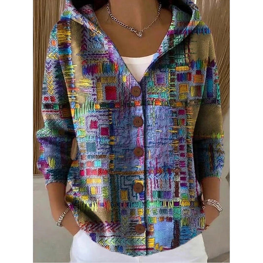 Cárdigan con capucha y botones para mujer en morado