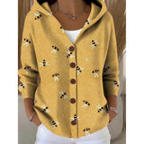 Cárdigan con capucha y botones para mujer en amarillo