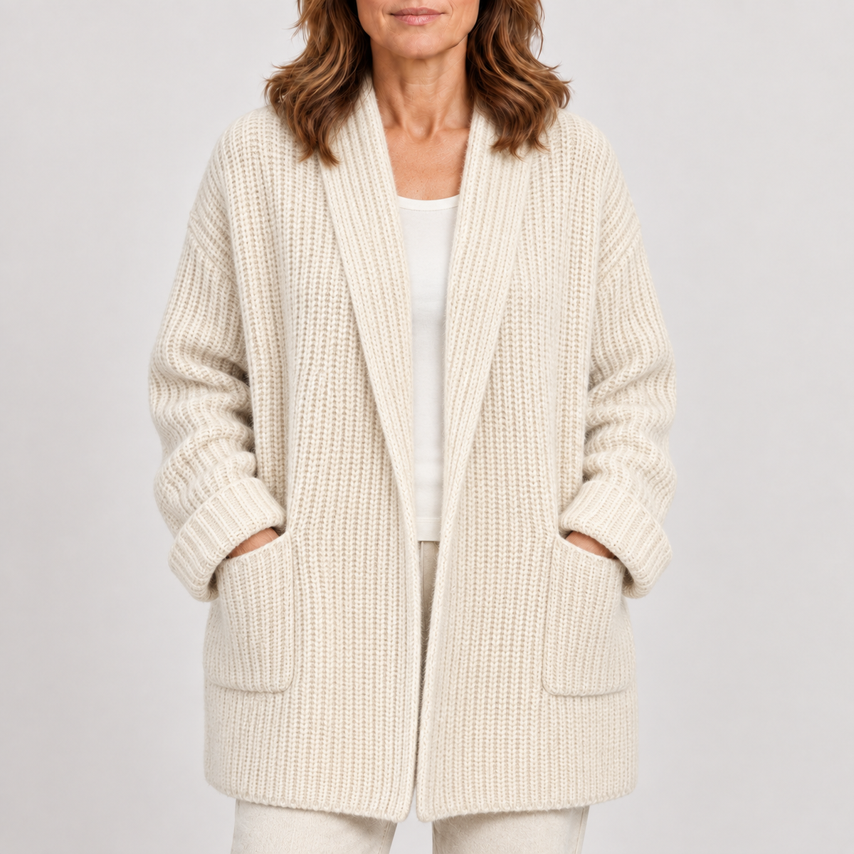 Cárdigan largo de punto para mujer
