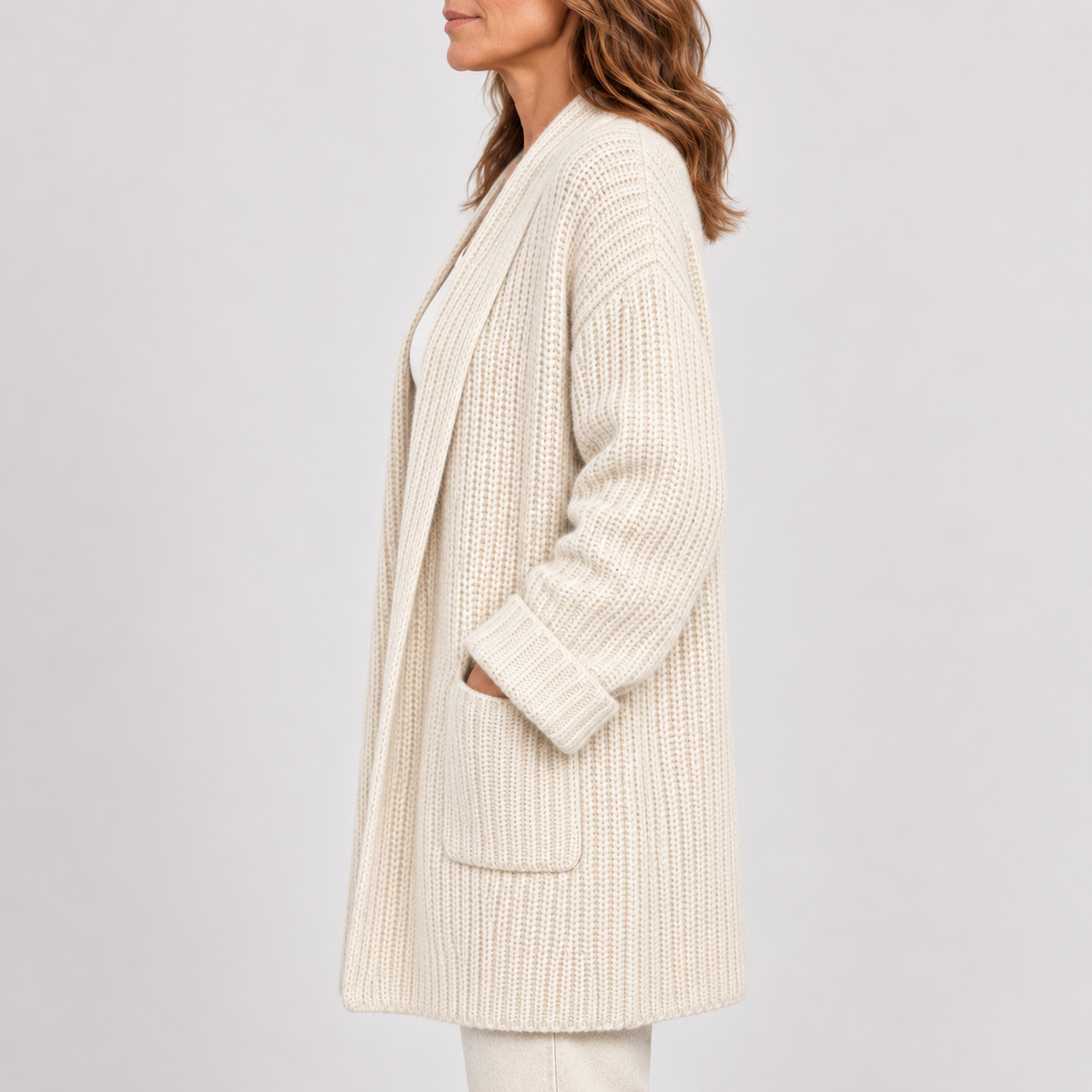 Cárdigan largo de punto para mujer