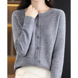 Cárdigan de punto fino con botones para mujer en gris