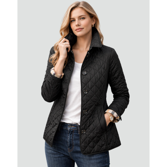 Chaqueta acolchada con botones para mujer en negro