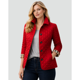 Chaqueta acolchada con botones para mujer en rojo