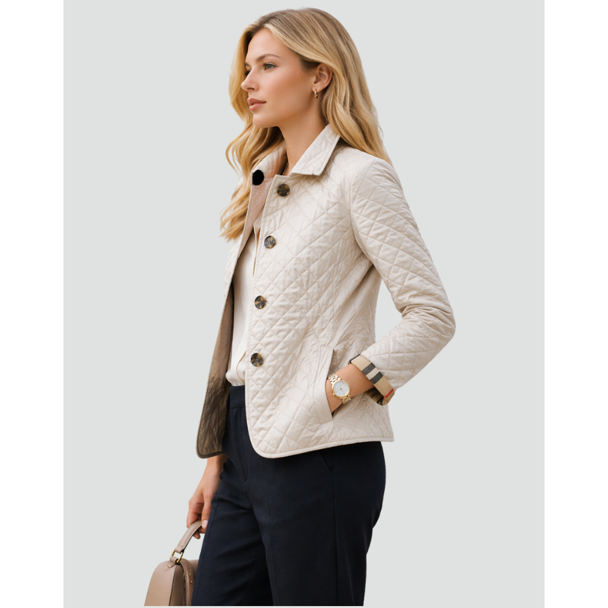 Chaqueta acolchada con botones para mujer, otra vista