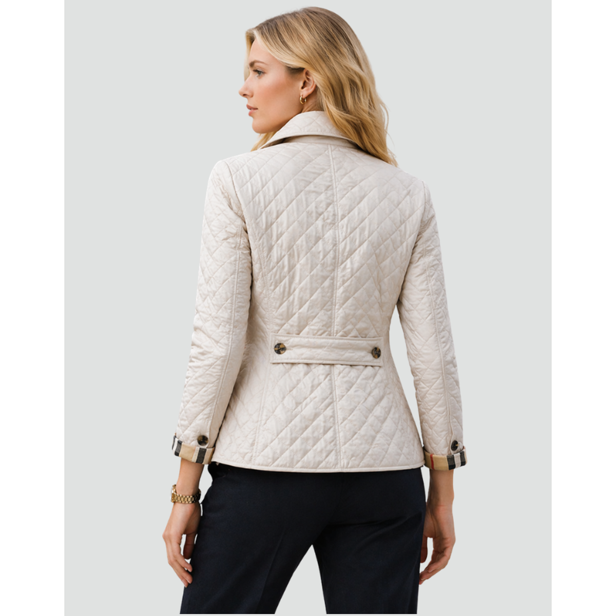 Chaqueta acolchada con botones para mujer, detalle