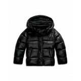 Chaqueta acolchada corta con capucha para mujer en negro