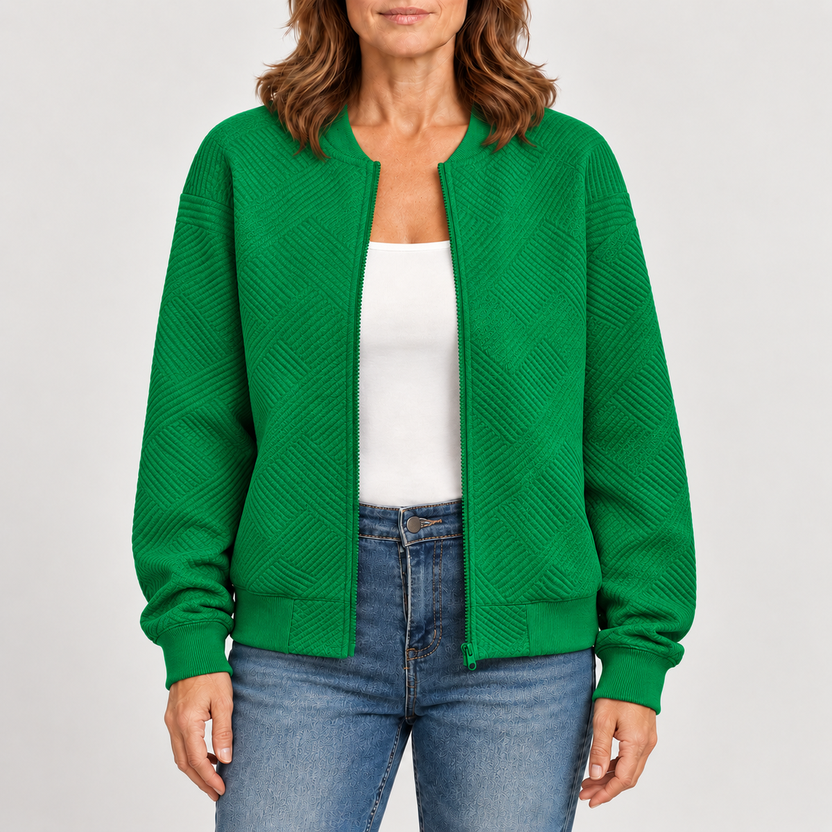 Chaqueta bomber de punto para mujer