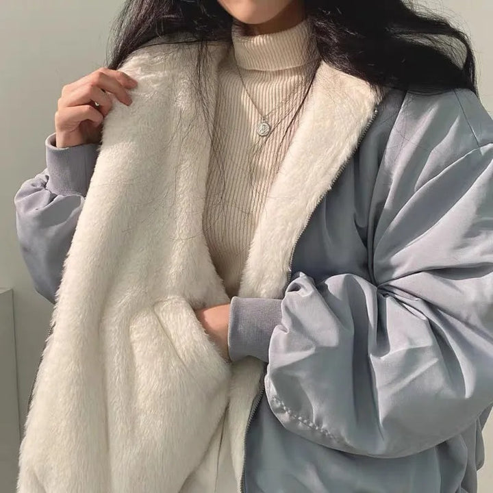 Chaqueta de invierno entallada para mujer en azul