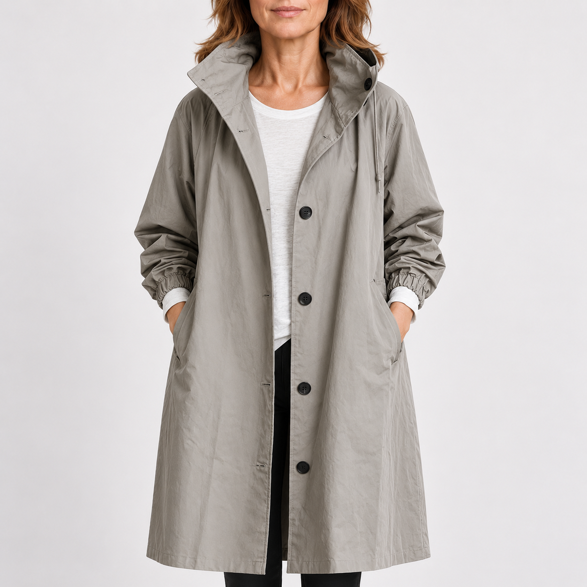 Gabardina casual con capucha para mujer