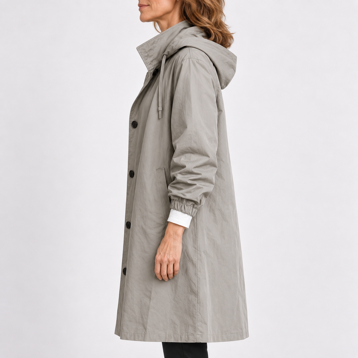 Gabardina casual con capucha para mujer