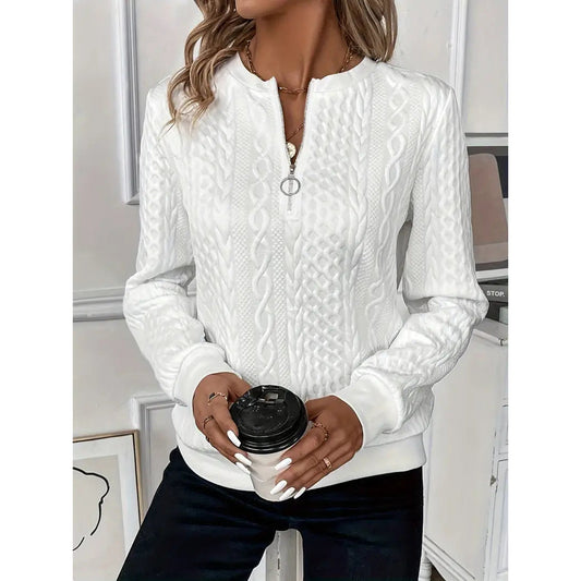 Jersey con cremallera para mujer en blanco