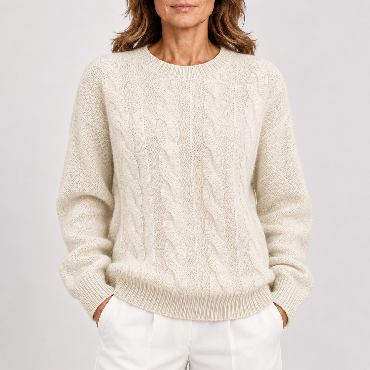 Jersey de punto trenzado para mujer