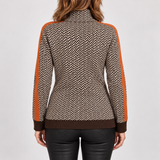 Jersey jacquard multicolor con detalle naranja para mujer