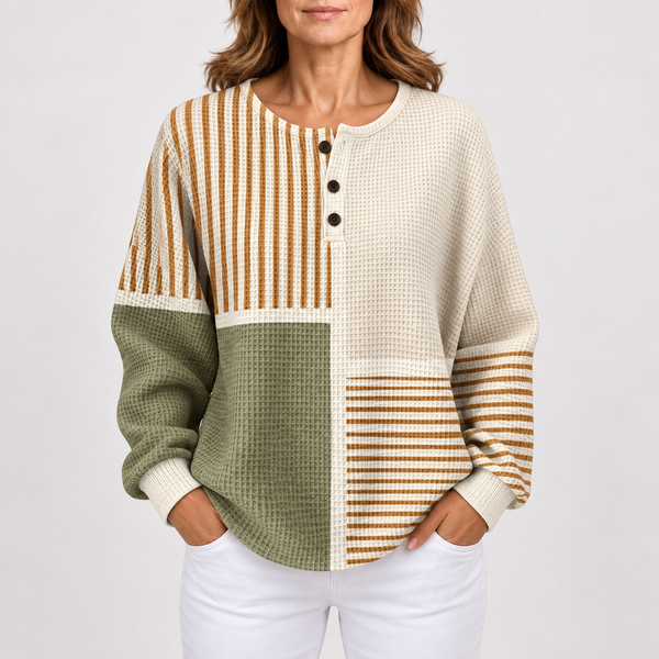 Jersey patchwork de punto multicolor para mujer
