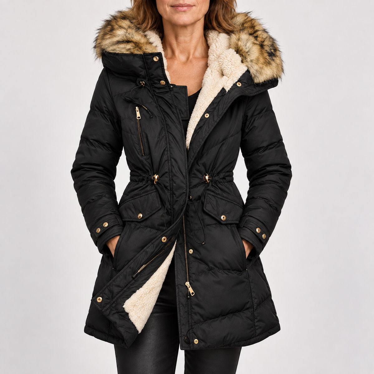 Parka acolchada con capucha para mujer