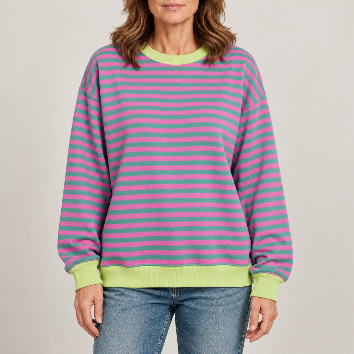 Sudadera de rayas multicolor para mujer