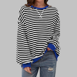 Sudadera oversize de rayas para mujer en negro