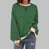 Sudadera oversize de rayas para mujer en verde
