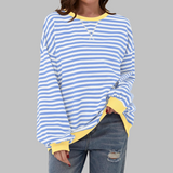 Sudadera oversize de rayas para mujer en azul cielo