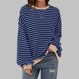 Sudadera oversize de rayas para mujer en azul