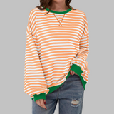 Sudadera oversize de rayas para mujer en naranja claro